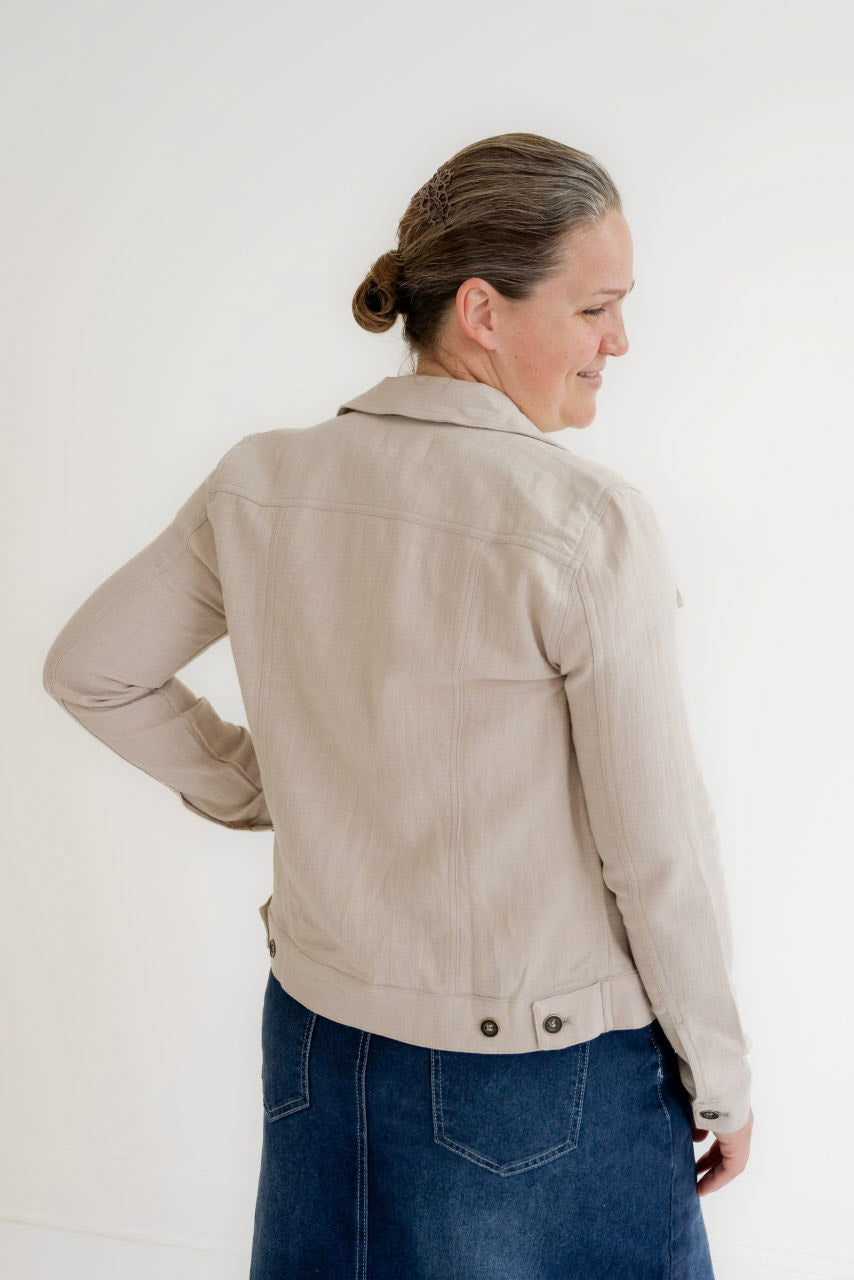 Alderwood Linen Jacket in Earth Gray