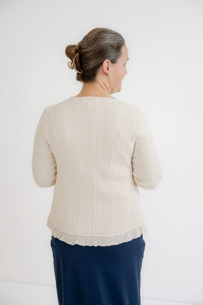 Vanessa Ribbed Button Sweater in Natural- FINAL SALE - Womens - Outerwear - Cardigans
