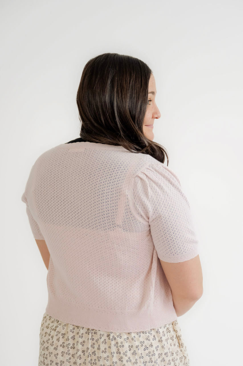 Anya Pointelle Cardigan in Blush Pink - Womens - Outerwear - Cardigans
