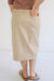 Blythe Midi Denim Skirt in Light Khaki - Blythe Midi Denim Skirt in Light Khaki - XS - Salt and Honey
