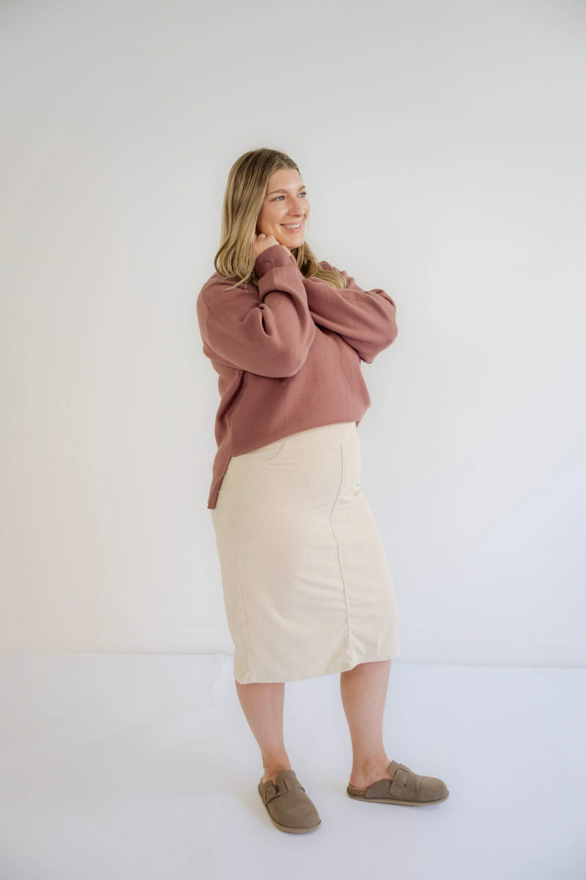 Remy Corduroy Skirt in Almond - Remy Corduroy Skirt in Almond - S - Salt and Honey