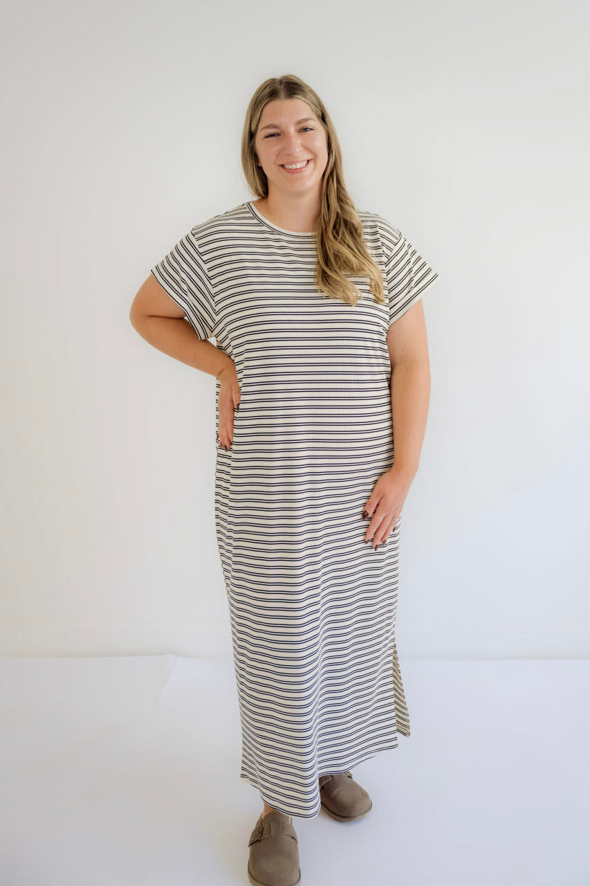 Kennedy Striped Maxi Knit Dress in Black - FINAL SALE - Kennedy Striped Maxi Knit Dress in Black - FINAL SALE - S - Salt and Honey