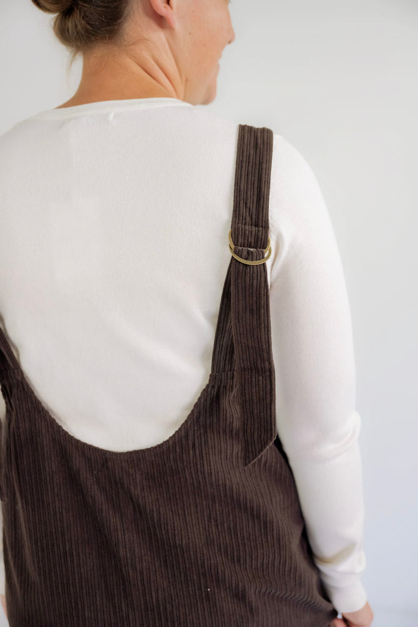 Neela Corduroy Jumper Dress in Espresso - Neela Corduroy Jumper Dress in Espresso - S - Salt and Honey