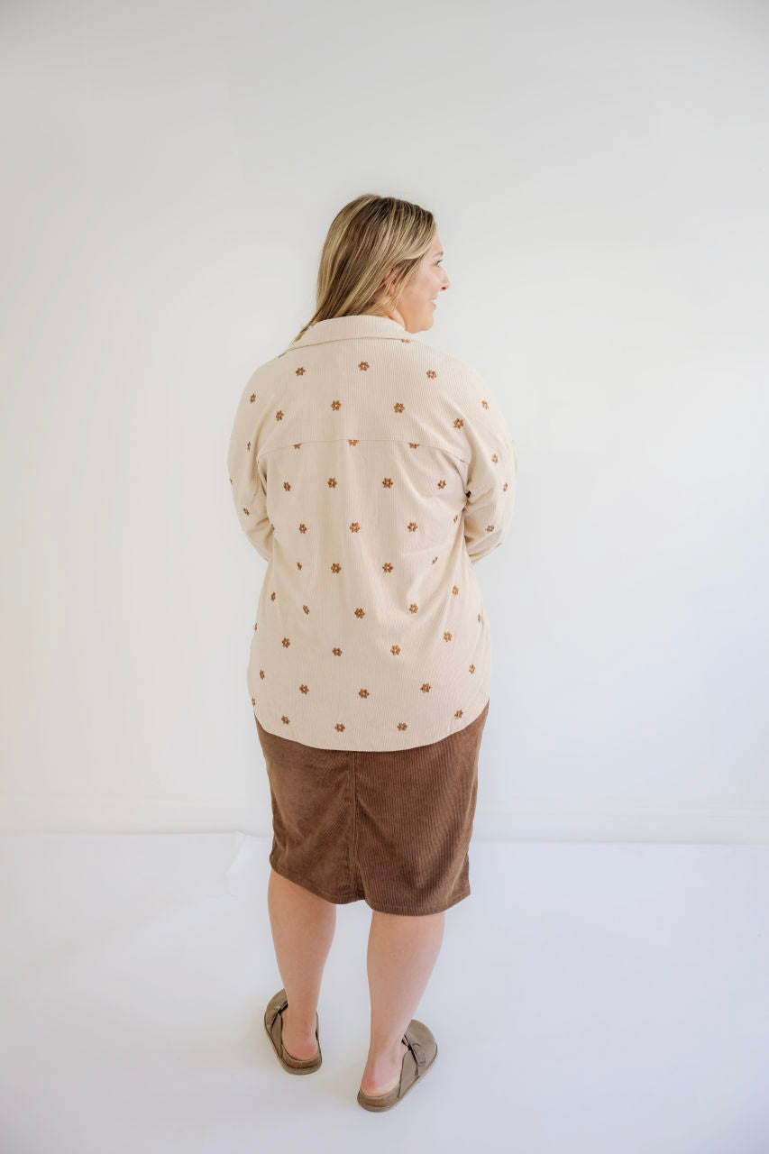 Winona Corduroy Floral Jacket in Ecru - Winona Corduroy Floral Jacket in Ecru - S - Salt and Honey