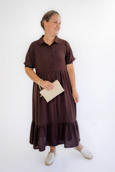 Portlyn Button Midi Dress in Espresso - FINAL SALE - Portlyn Button Midi Dress in Espresso - FINAL SALE - XS - Salt and Honey