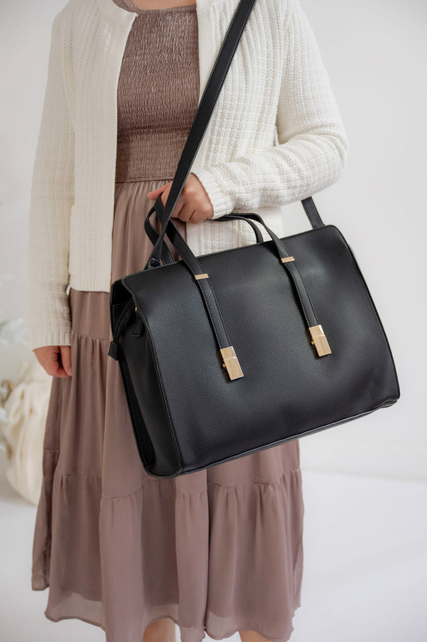 Large Leather Tote Bag Purse in Black - Large Leather Tote Bag Purse in Black - Default Title - Salt and Honey