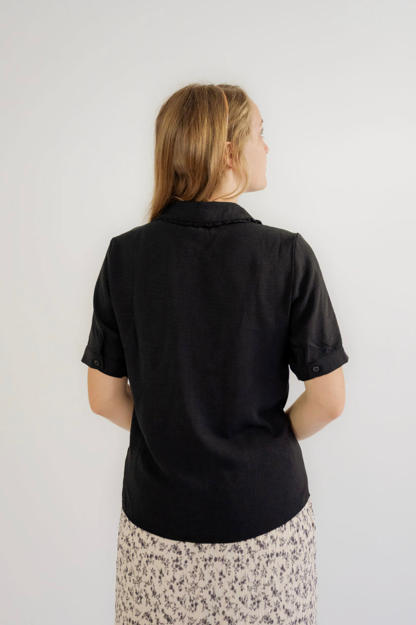 Lillian Peter Pan Top in Black - Lillian Peter Pan Top in Black - XS - Salt and Honey