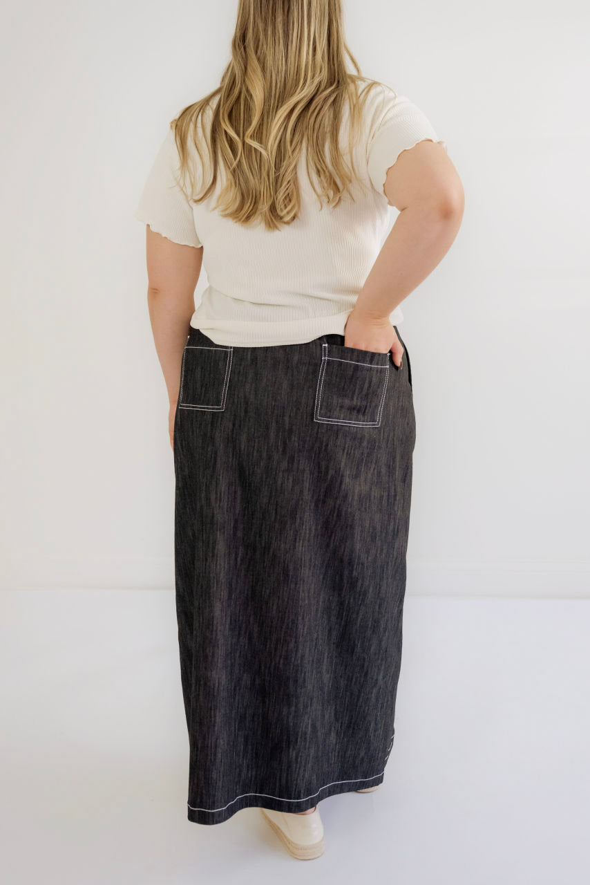 Elsie Classic Denim Skirt in Vintage Black - LIMITED TIME SALE