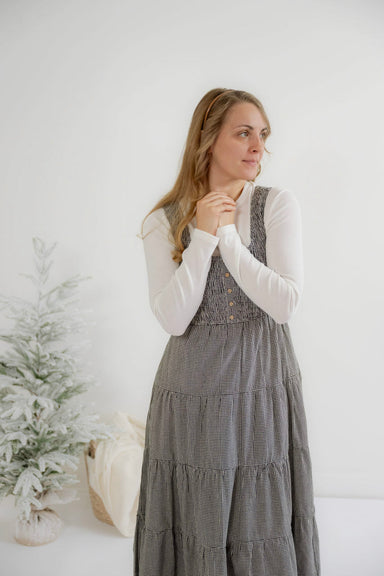 Valencia Jumper Dress in Black Gingham - Valencia Jumper Dress in Black Gingham - S - Salt and Honey