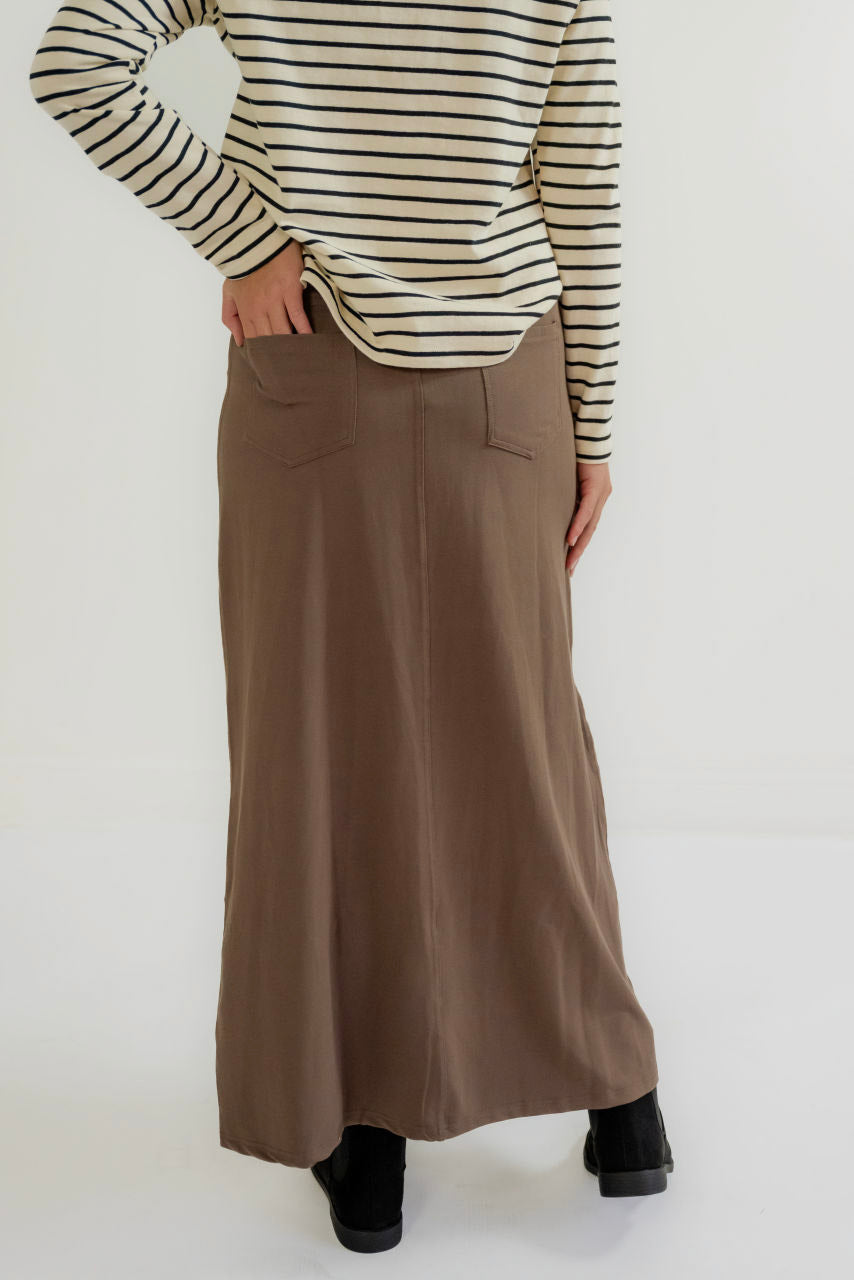 Caroline Knit Maxi Skirt in Mocha - Caroline Knit Maxi Skirt in Mocha - XS - Salt and Honey