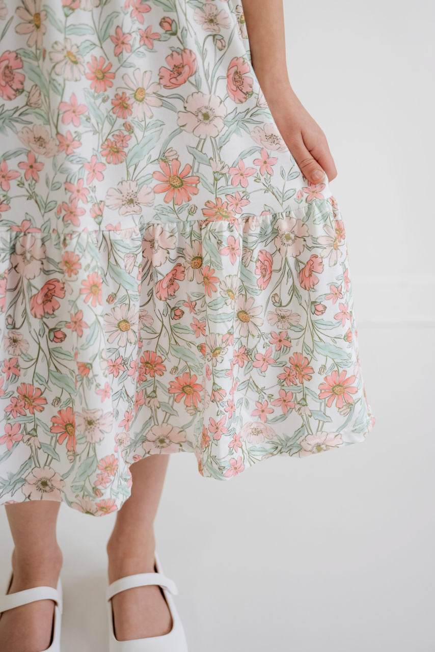 Olivia Girls Midi Dress in Spring Floral