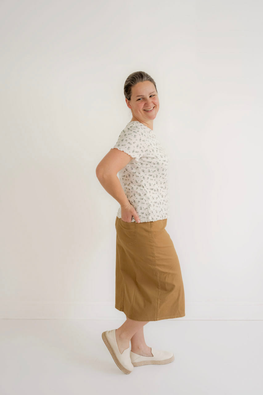 Lyla Floral Ribbed Top in Eggshell Blue- FINAL SALE - Womens - Tops - Shirts