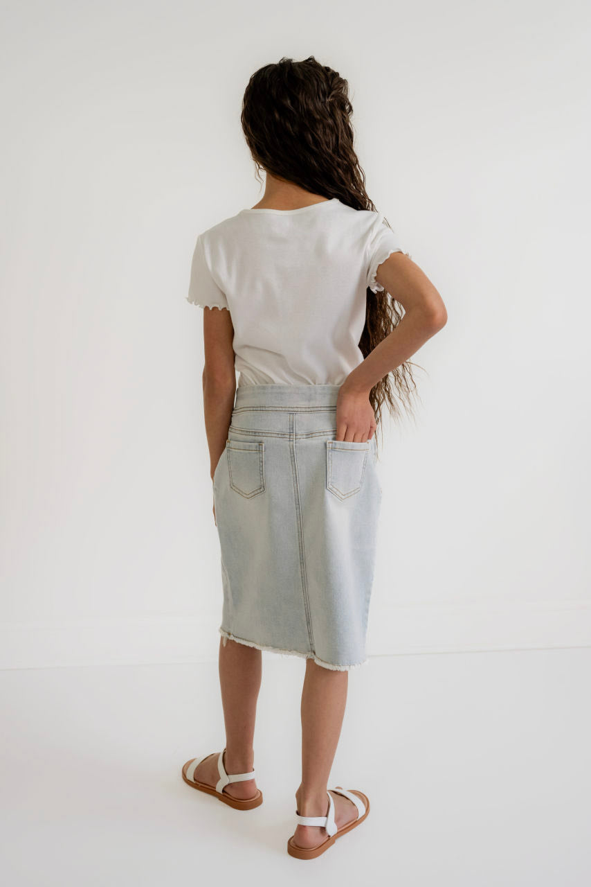 Sara Girls Skirt in Light Wash