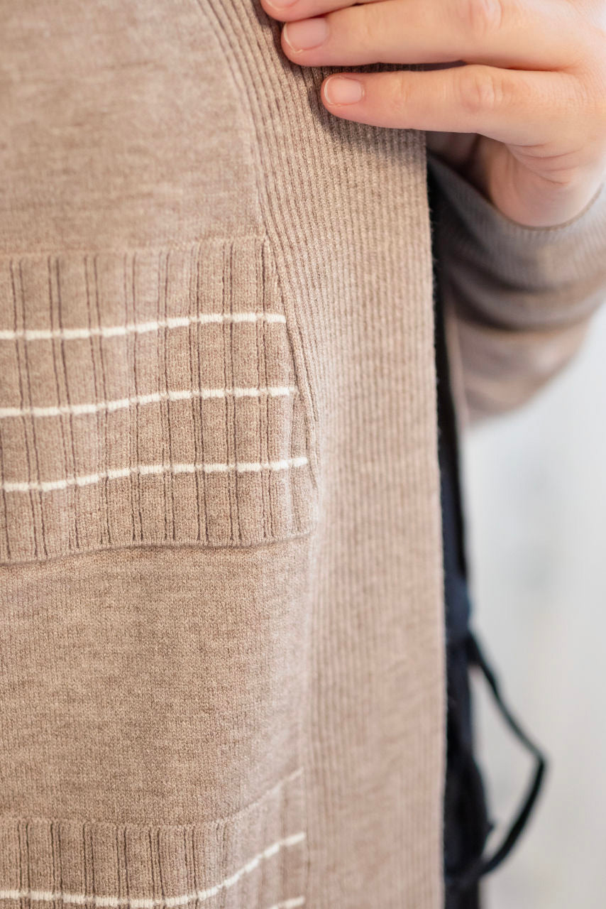 Benson Striped Cardigan in Mocha