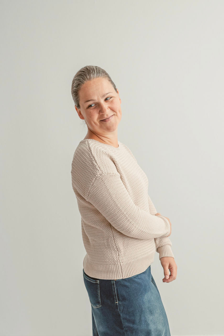 Paulette Waffle Knit Sweater in Natural