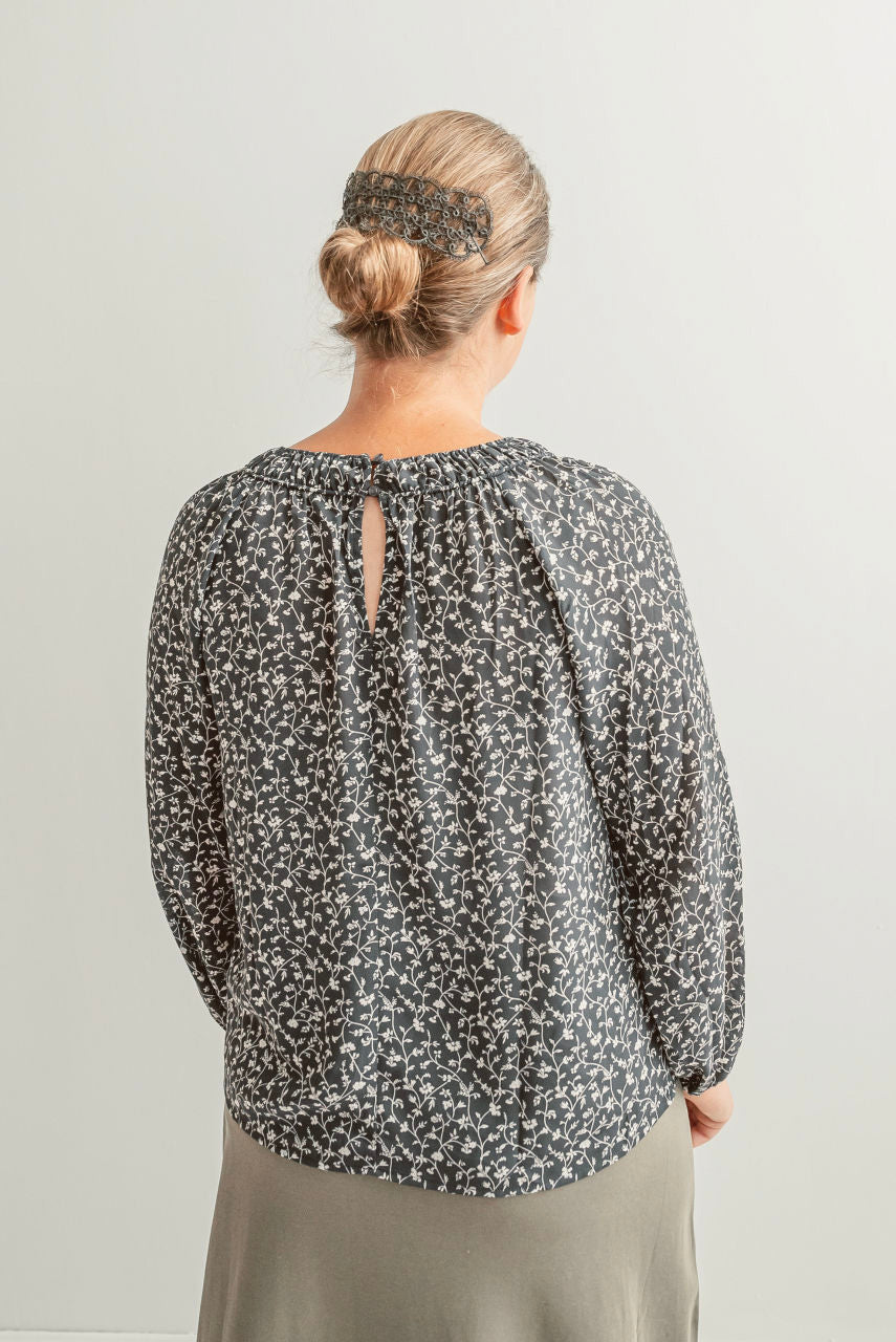 Rosalie Floral Top in Charcoal