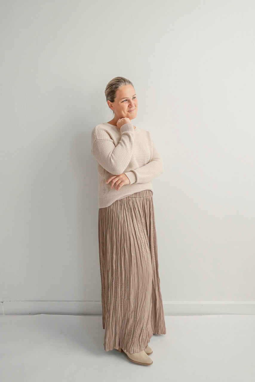 Marietta Pleated Maxi Skirt in Mocha