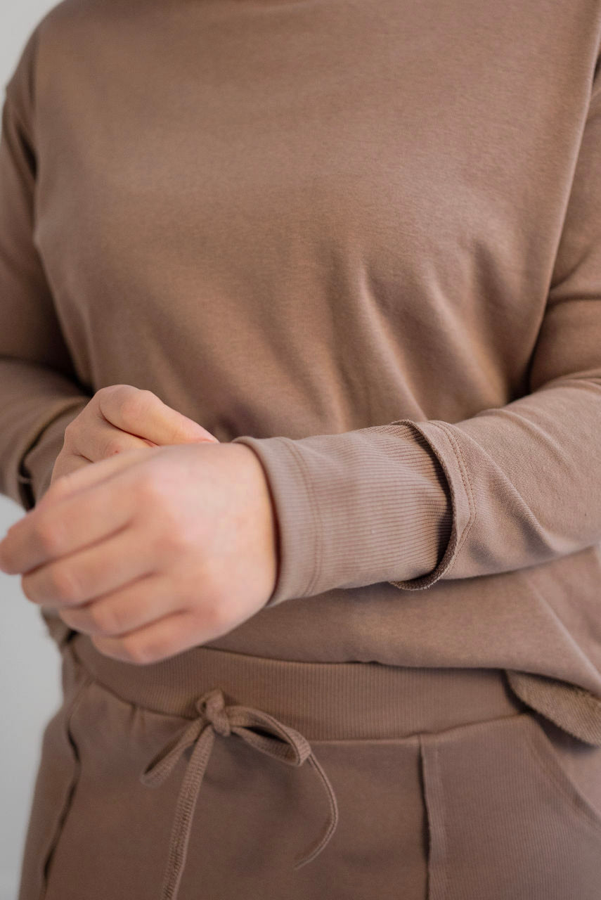 Aspen French Terry Knit Top in Mocha