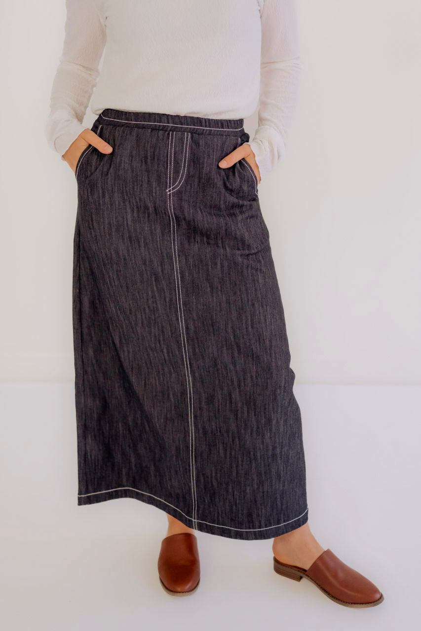Elsie Classic Denim Skirt in Vintage Black - LIMITED TIME SALE