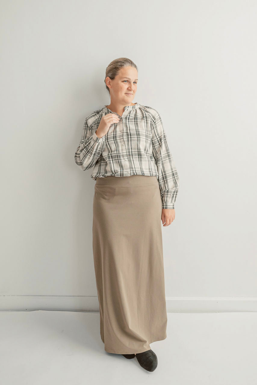 Camille Maxi Knit Skirt in Taupe