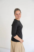 Odette Essential Half Sleeve Top in Black - Odette Essential Half Sleeve Top in Black - S - Salt and Honey