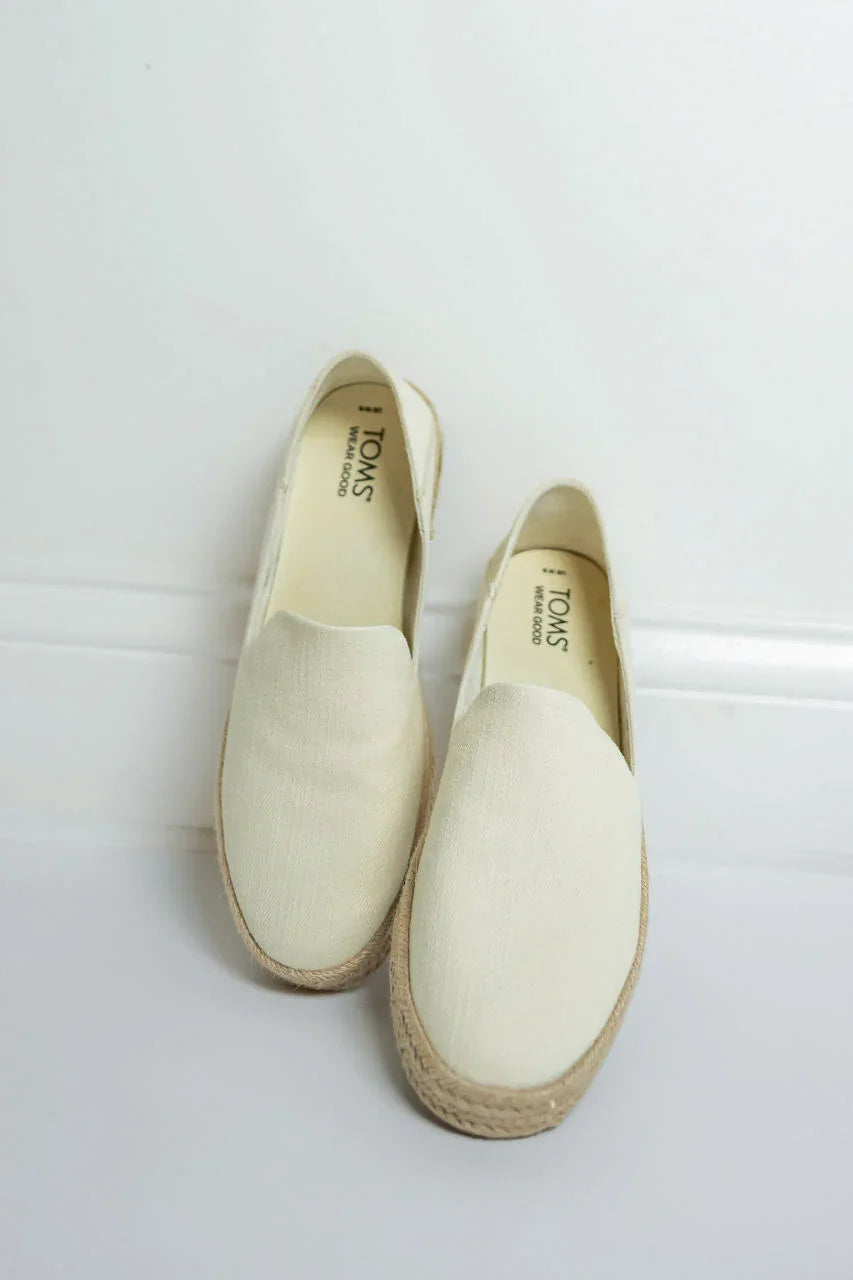Toms Natural Twill Espadrille Slip-On Shoes - Toms Natural Twill Espadrille Slip-On Shoes - 5.5 - Salt and Honey