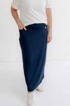 Alexis Athletic Maxi Skirt in Navy - Womens - Bottoms - Skirts