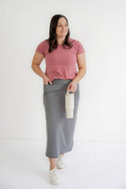 Alexis Athletic Maxi Skirt in Heather Gray - Womens - Bottoms - Skirts