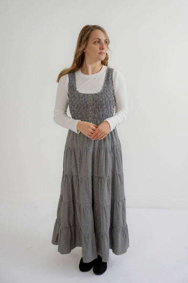 Valencia Jumper Dress in Black Gingham - Valencia Jumper Dress in Black Gingham - S - Salt and Honey