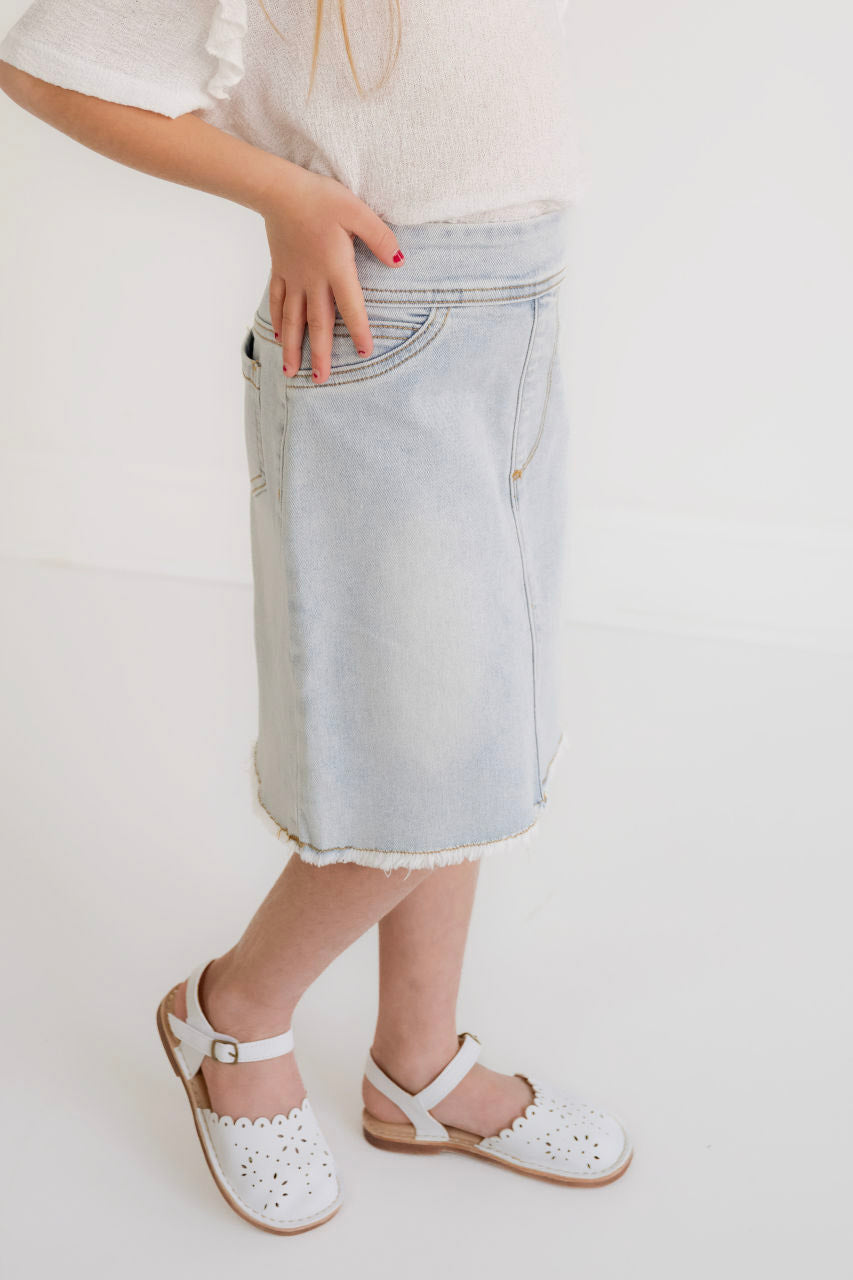 Sara Girls Skirt in Light Wash