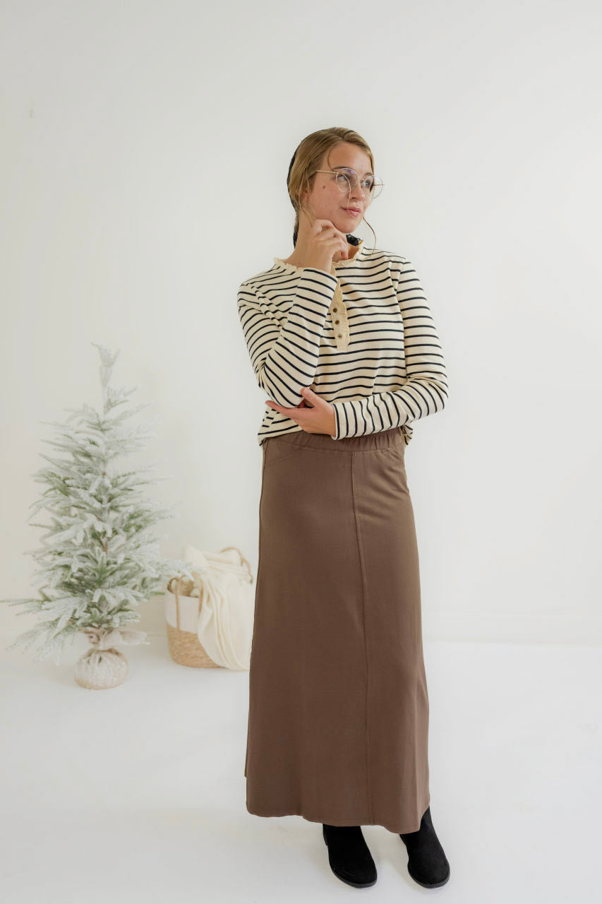 Caroline Knit Maxi Skirt in Mocha - Caroline Knit Maxi Skirt in Mocha - XS - Salt and Honey