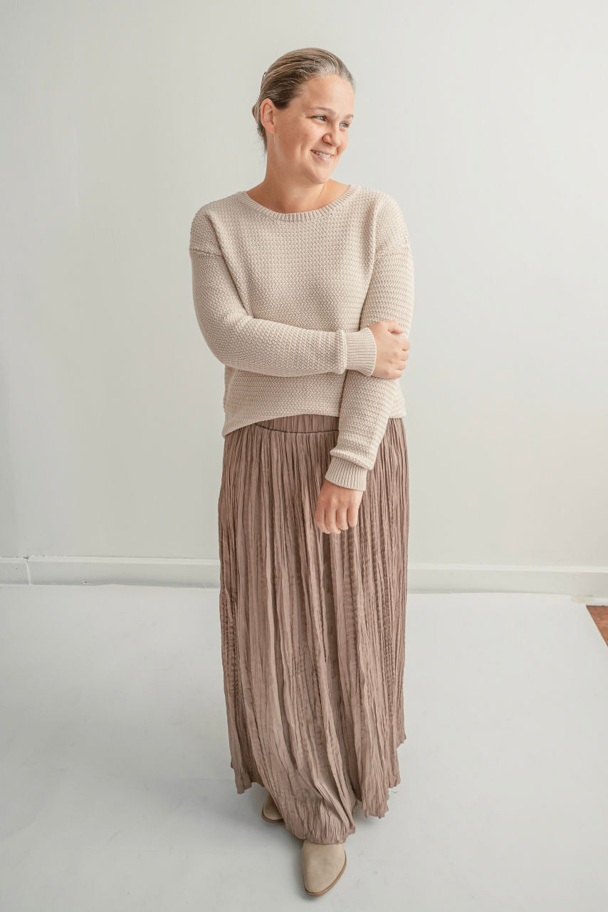 Paulette Waffle Knit Sweater in Natural