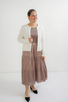 Charlotte Smocked Satin Dress in Mauve - Charlotte Smocked Satin Dress in Mauve - S - Salt and Honey