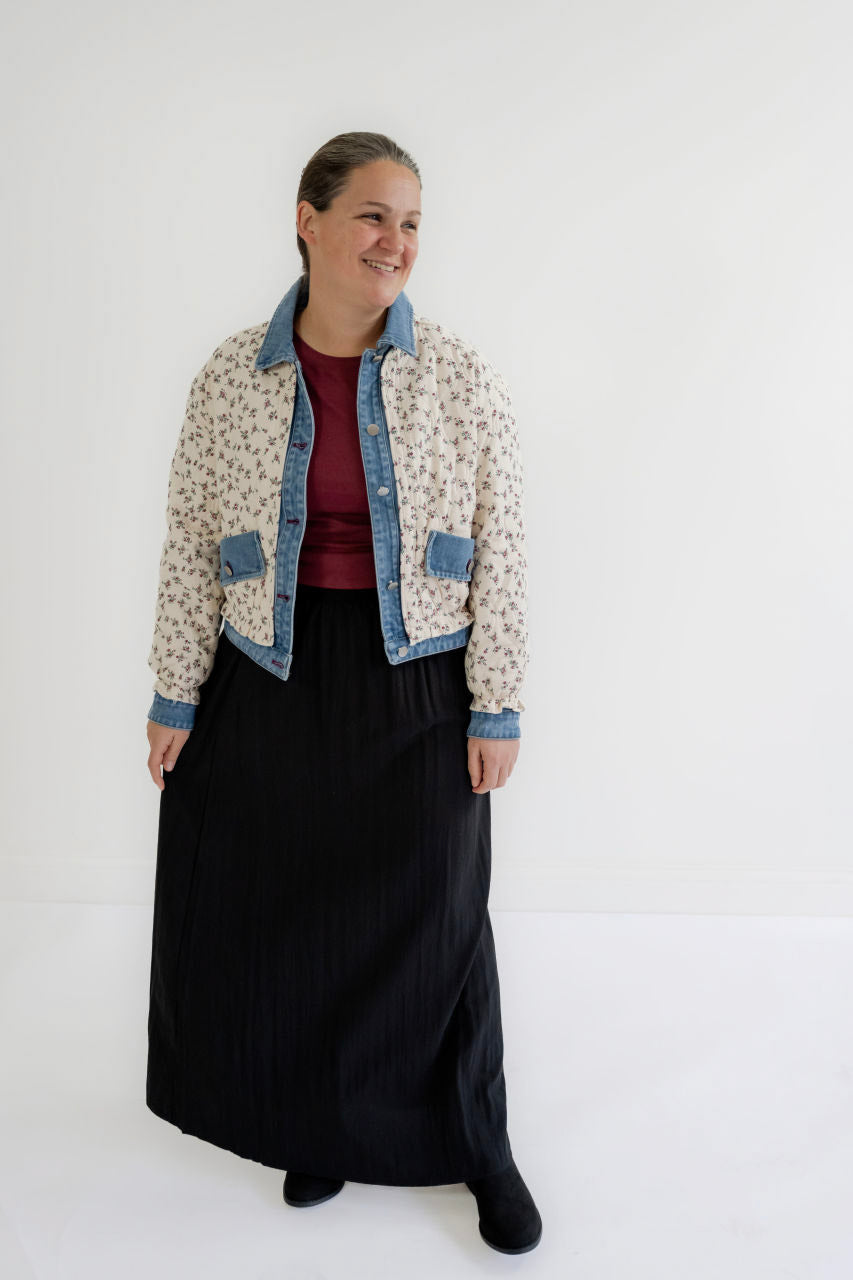 Laina Quilted Jacket in Ivory Floral