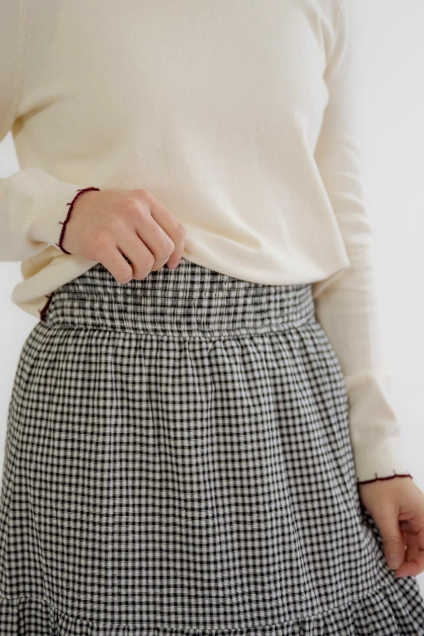 Evette Tiered Gingham Skirt in Black- FINAL SALE
