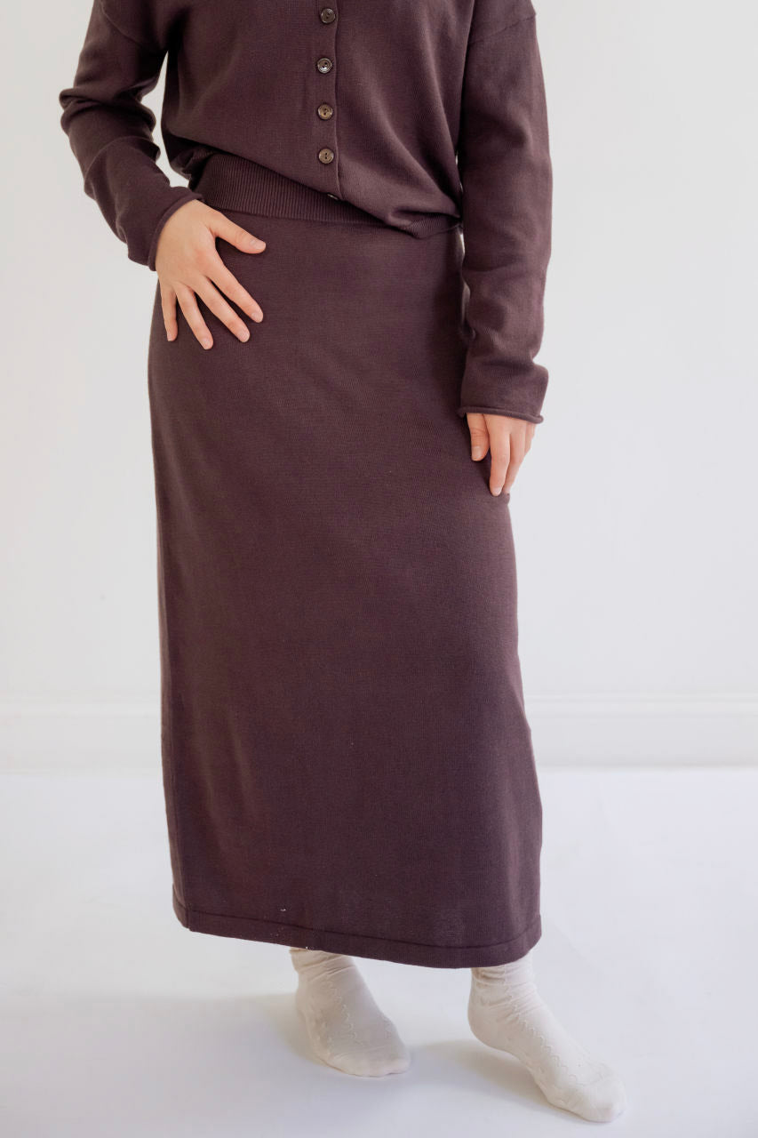 Arden Midi Knit Sweater Skirt in Plum - Arden Midi Knit Sweater Skirt in Plum - XS - Salt and Honey