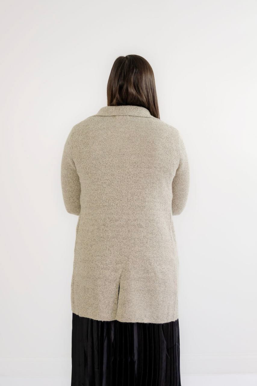 Ingrid Long Knit Blazer in Oatmeal - Ingrid Long Knit Blazer in Oatmeal - S - Salt and Honey