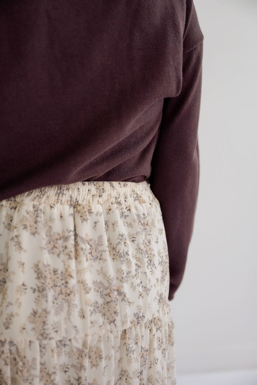 Amber Floral Midi Skirt in Cream - Amber Floral Midi Skirt in Cream - S - Salt and Honey