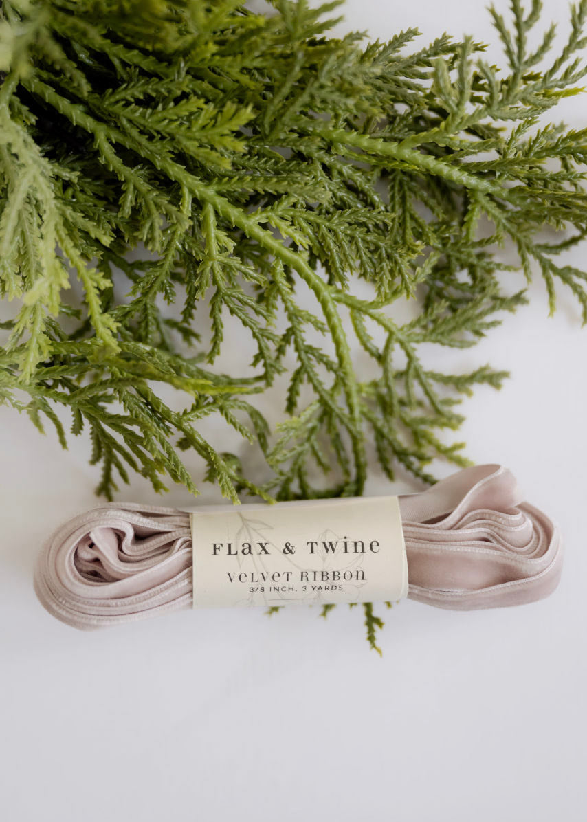 3/8" Velvet Ribbon - 3 Yards in Shell - 3/8" Velvet Ribbon - 3 Yards in Shell - Default Title - Salt and Honey