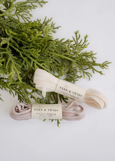 3/8" Velvet Ribbon - 3 Yards in Pearl - 3/8" Velvet Ribbon - 3 Yards in Pearl - Default Title - Salt and Honey
