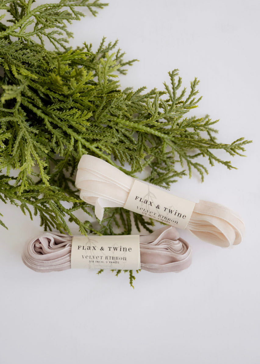 3/8" Velvet Ribbon - 3 Yards in Pearl - 3/8" Velvet Ribbon - 3 Yards in Pearl - Default Title - Salt and Honey