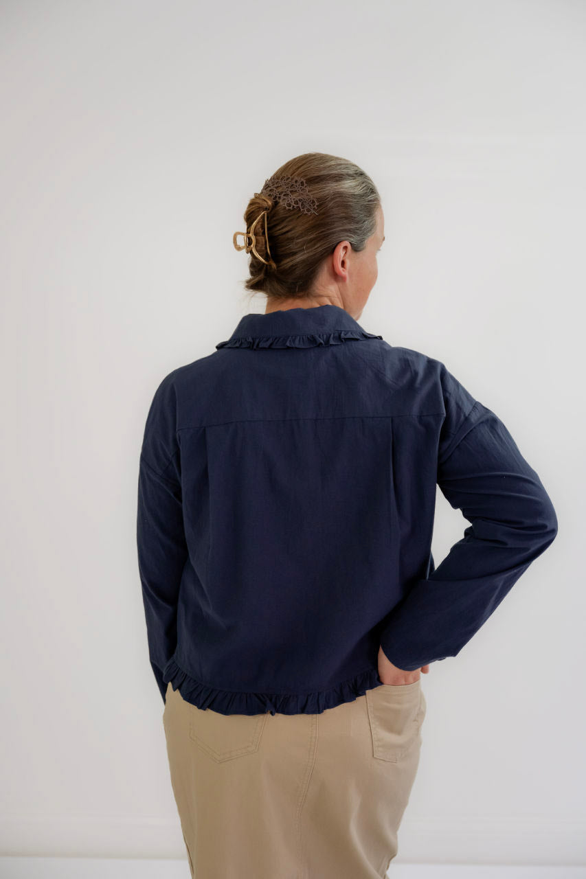 Junie Peter Pan Button Top in Midnight - Junie Peter Pan Button Top in Midnight - S - Salt and Honey