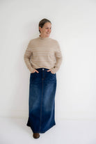 Avon Knit Striped Sweater in Oatmeal- FINAL SALE - Womens - Tops - Sweaters