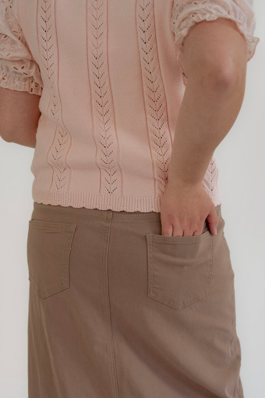 Brooklyn Twill Maxi Skirt in Sandstone
