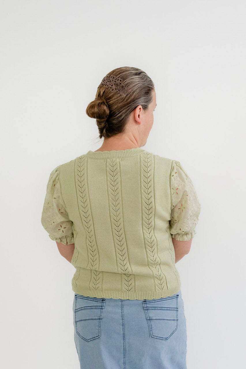 Vienna Textured Knit Top in Dusty Fern