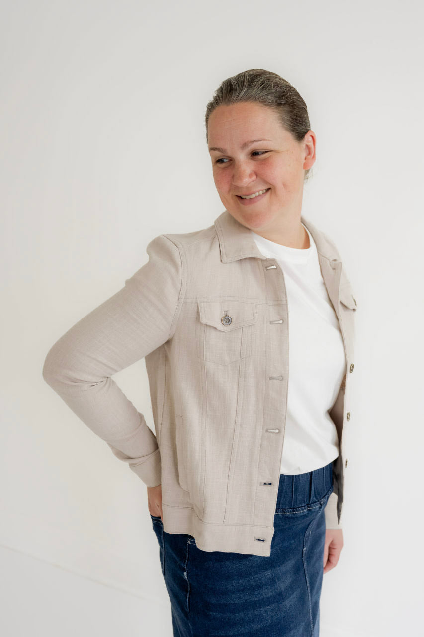 Alderwood Linen Jacket in Earth Gray