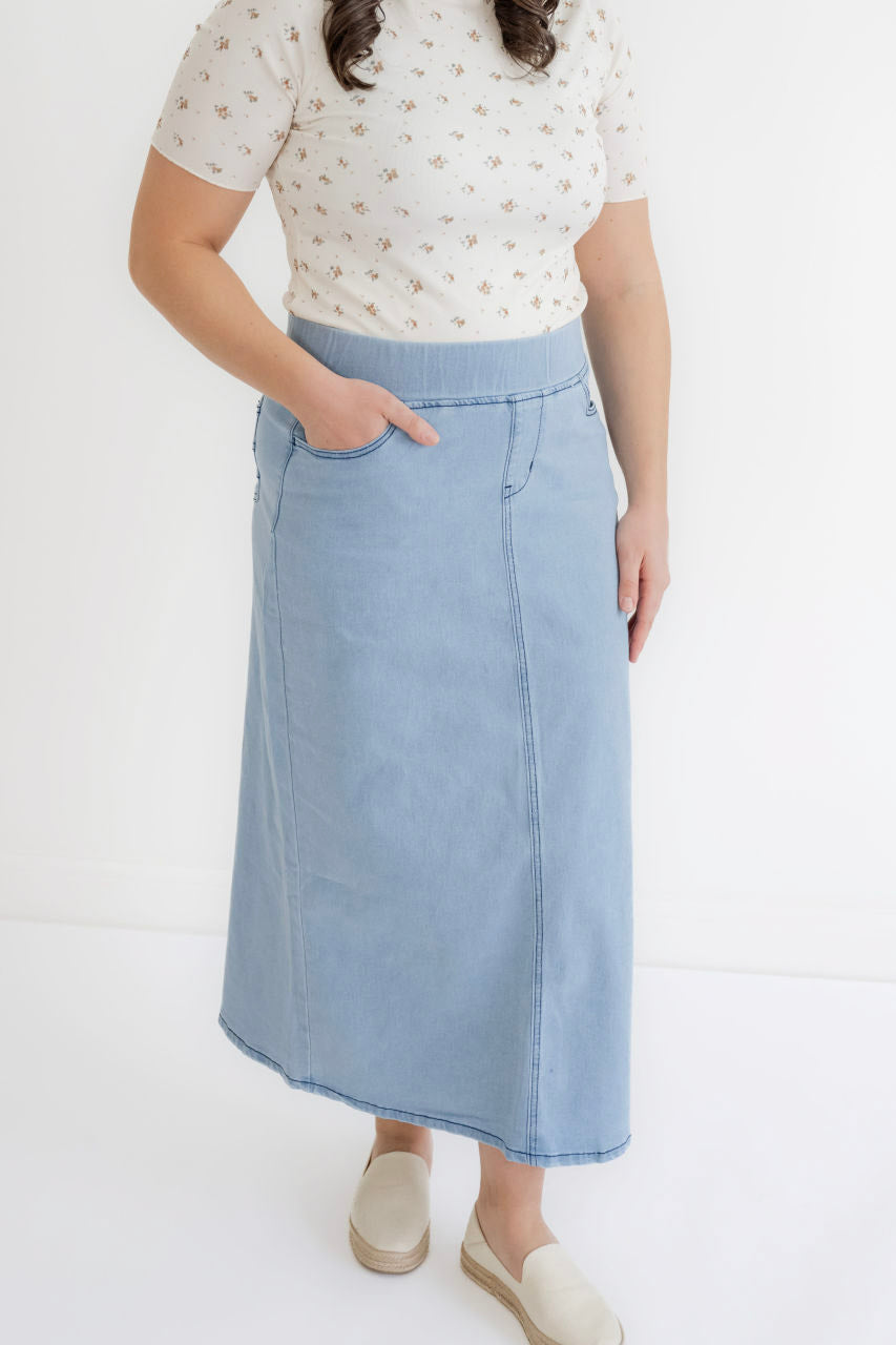 Rosemary Denim Skirt in Light Wash - Womens - Bottoms - Skirts