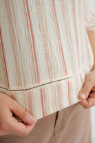 Julian Striped Gauze Top in Terracotta - Womens - Tops - Shirts