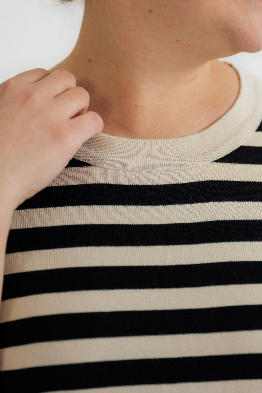 Emmett Knit Midi Dress in Black Stripes- FINAL SALE - Womens - Dresses
