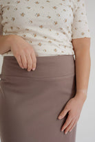 Quinn Knit Midi Skirt in Taupe- FINAL SALE - Womens - Bottoms - Skirts